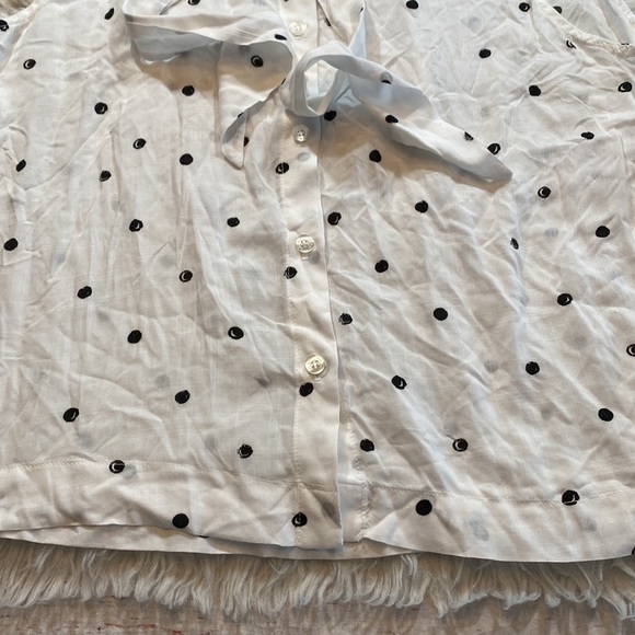 Bella Dahl White Sleeveless Neck Tie Tank with Dots sz M - Picture 7 of 9